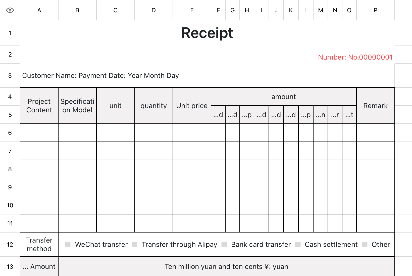 Simplified payment receipt